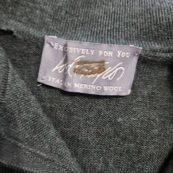 Lord & Taylor Sweater Mens 100% Pure New Merino Wool 1/4 Zip Pullover Green Sz M - Picture 5 of 14